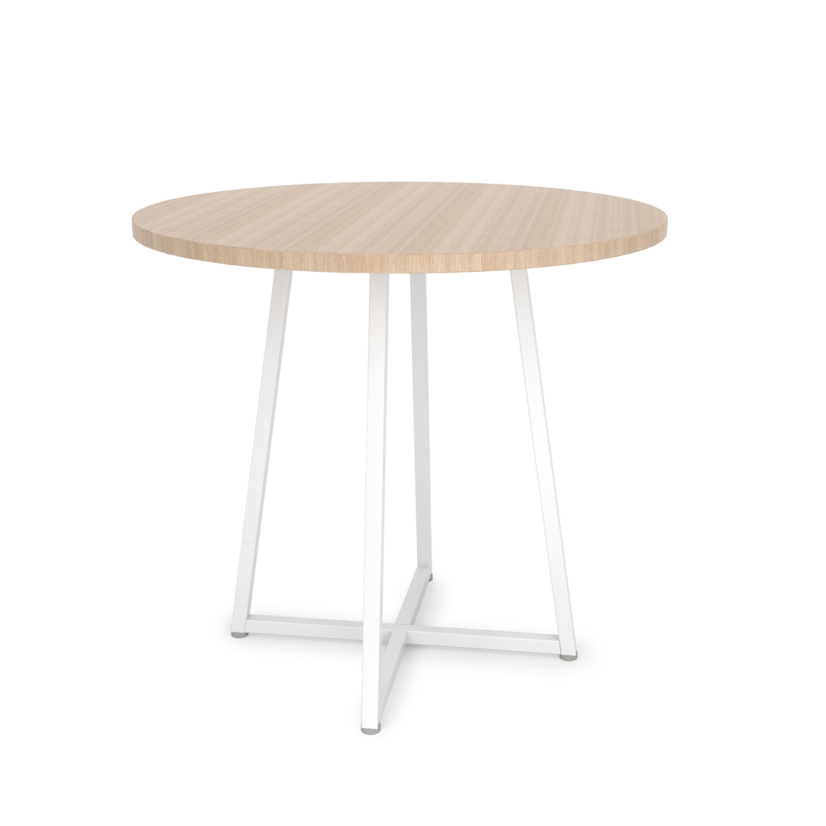 APRTLW 29.8 in. Aspect Round Retail Display Tables - Large Round Table - Gloss White Frame with Raw Oak Woodgrain Top