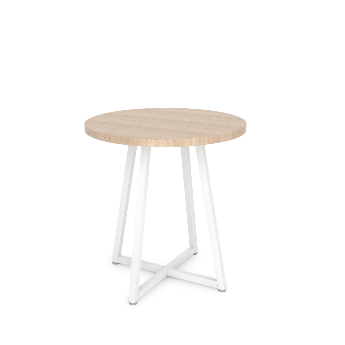 APRTMW 24.37 in. Aspect Round Retail Display Tables - Medium Round Table - Gloss White Frame with Raw Oak Woodgrain Top