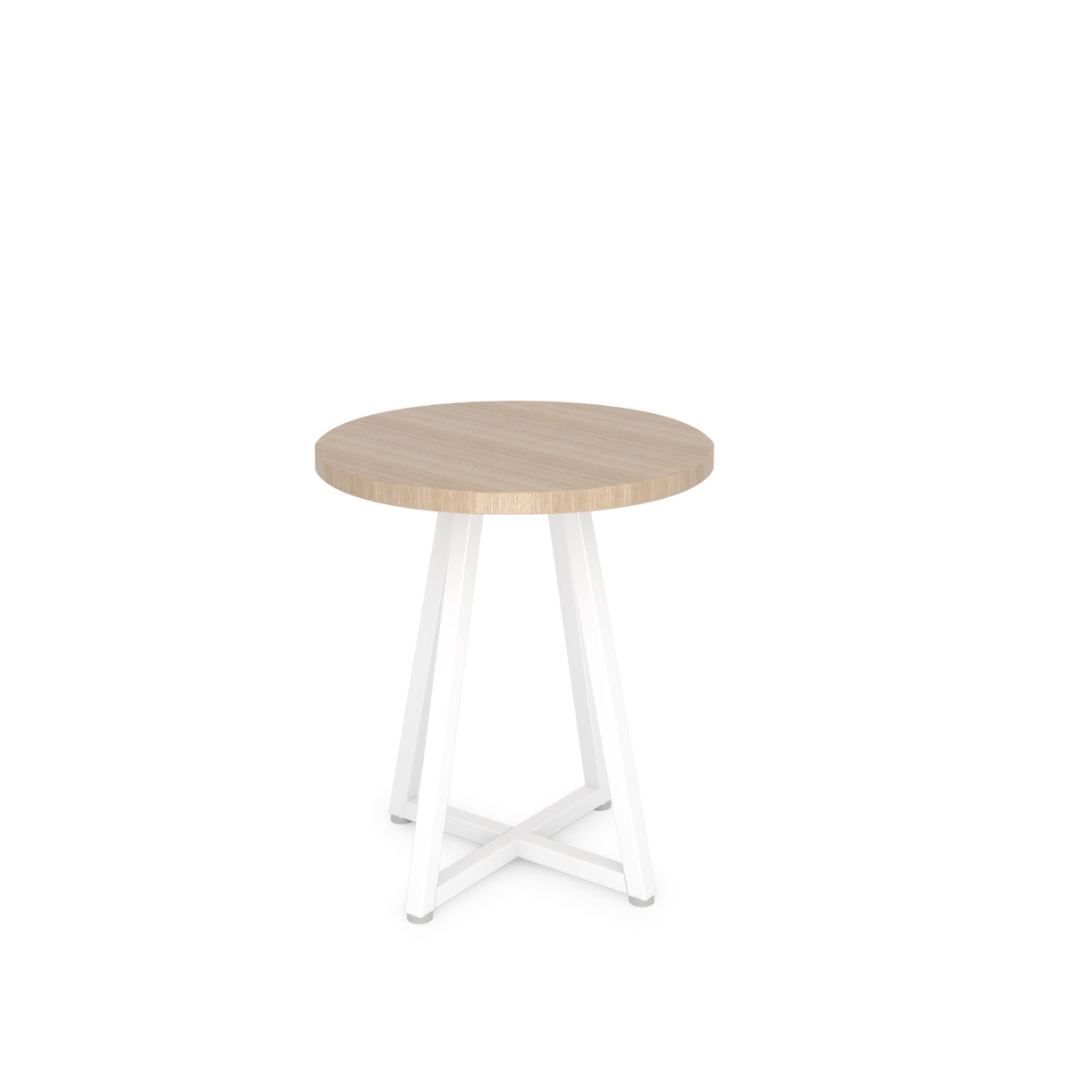APRTSW 21.375 in. Aspect Round Retail Display Tables - Small Round Table - Gloss White Frame with Raw Oak Woodgrain Top