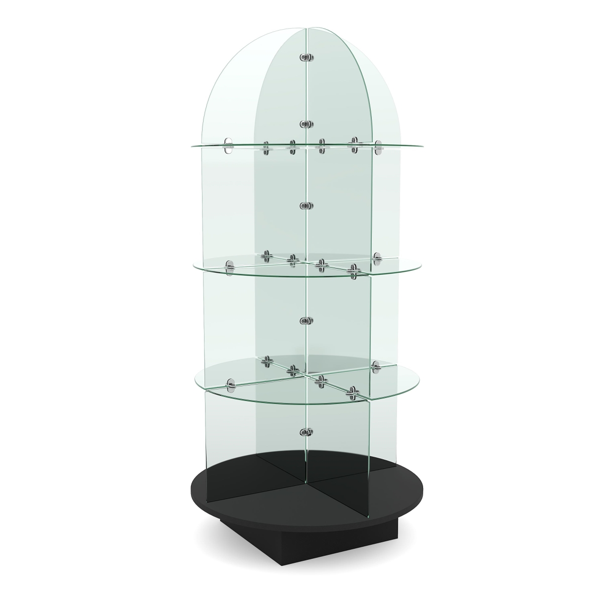 WDGLRDBK 30 in. Diameter Rotating Glass Merchandiser with Round Base - Black
