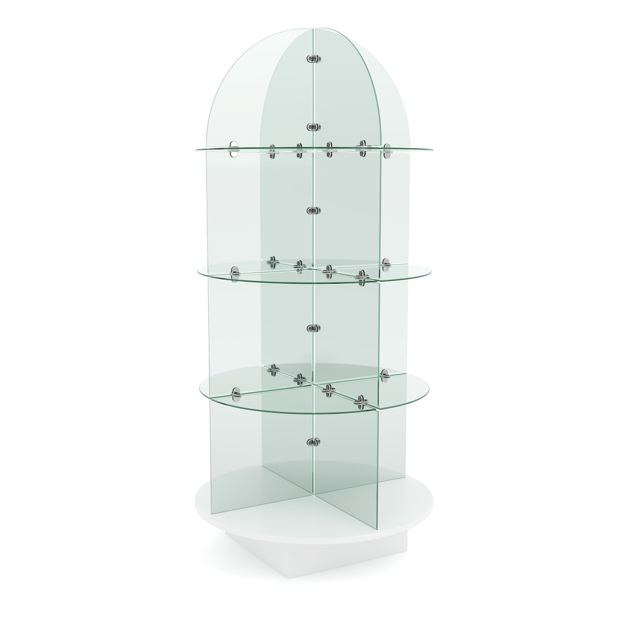 WDGLRDWH 30 in. Diameter Rotating Glass Merchandiser with Round Base - White