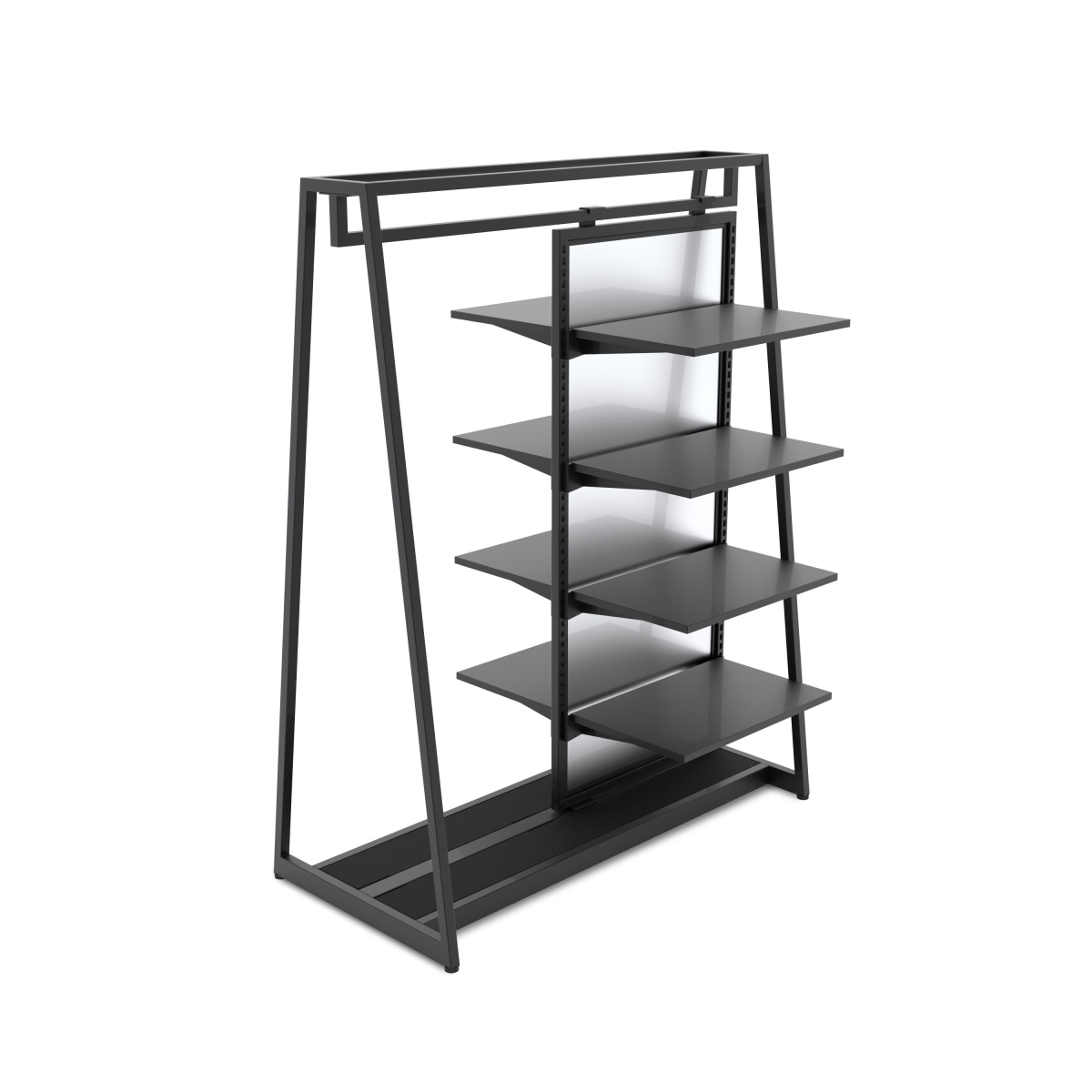 APA48KIT2B 48 in. Aspect Floor Merchandiser with Hanging & Shelving - Kit 2 - Matte Black