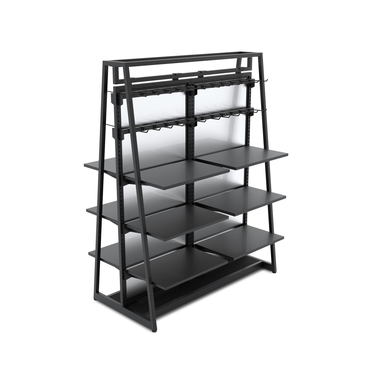 APA48KIT4B 48 in. Aspect Floor Merchandiser with Display Hooks & Shelves - Kit 4