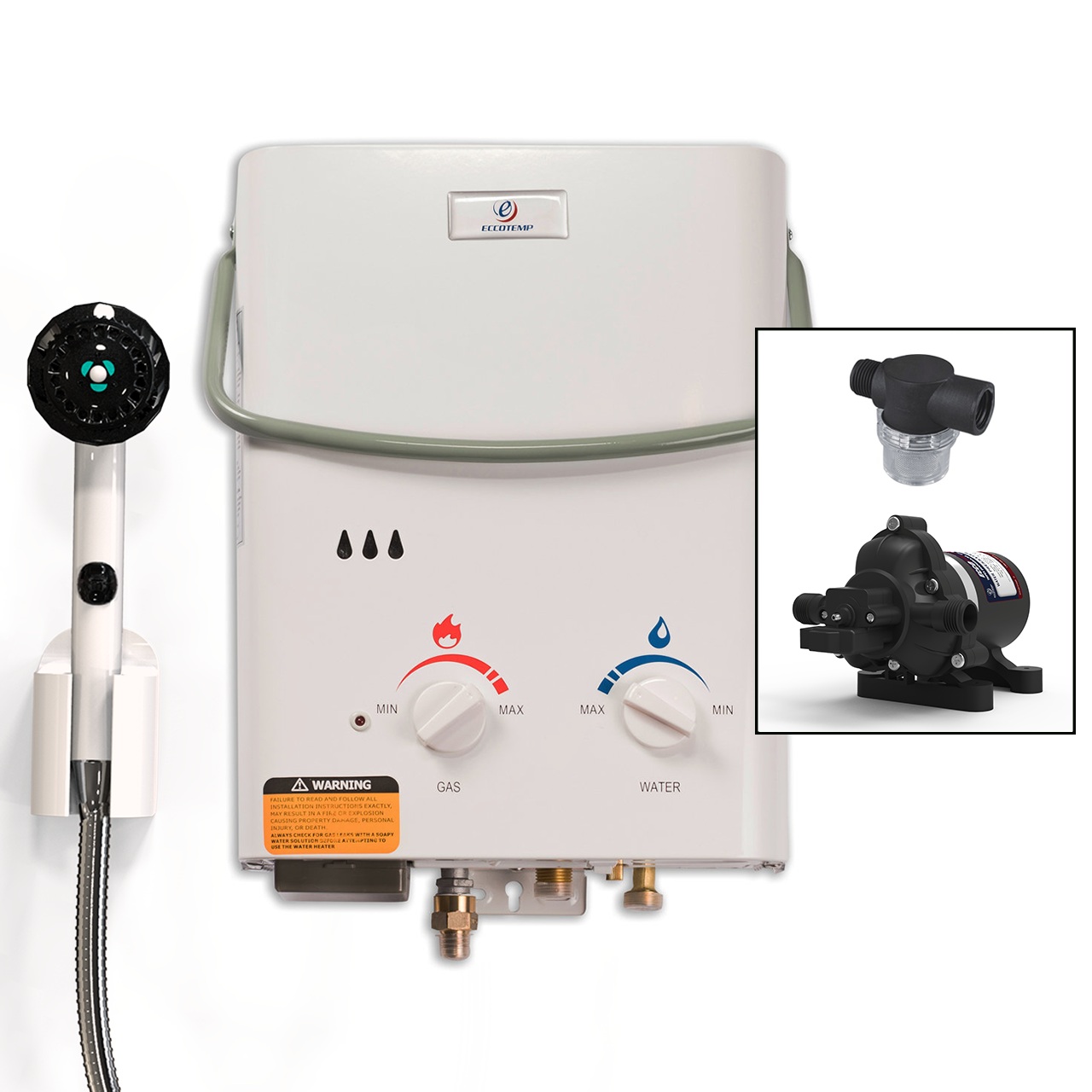L5 Portable Outdoor Tankless Water Heater with with EccoFlo Pump and Strainer -  Eccotemp Systems, L5-P