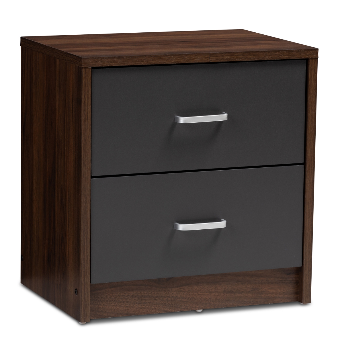 Houshtec Llc Dba Distinowurban Designs 370149 Dennis 2 Drawer Wooden Nightstand Walnut Brown Dark Grey 39 4 X 17 16 X 11 61 In Dailymail