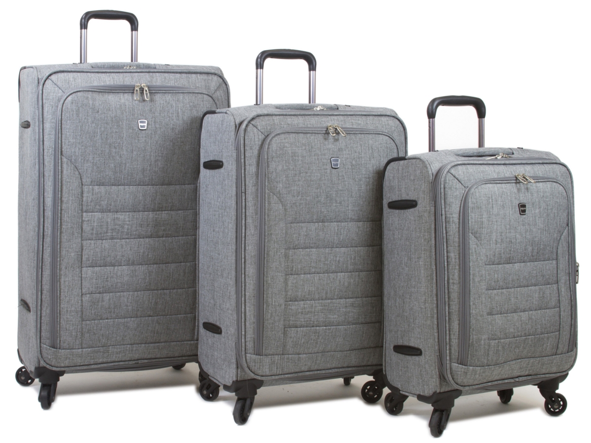 Picture of Dejuno 25DJ-626-GREY Noir Lightweight Spinner Luggage Set with Laptop Pocket - Grey&#44; 3 Piece