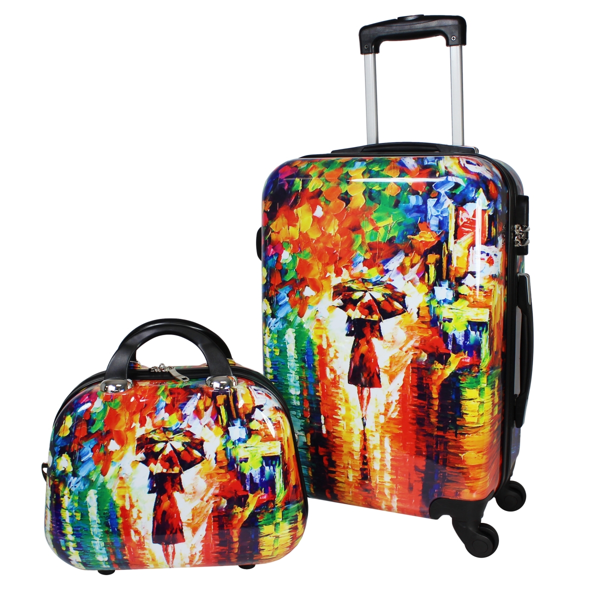 Picture of World Traveler WT260-2 Carry-On Hardside Spinner Luggage Set, Paris Nights - 2 Piece