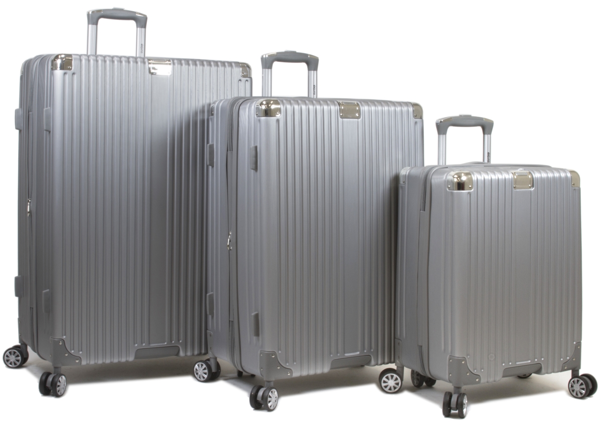 Picture of Dejuno 25DJ-8276-SILVER Moda Scratch Resistant Hardside Spinner Luggage Set&#44; Silver - 3 Piece