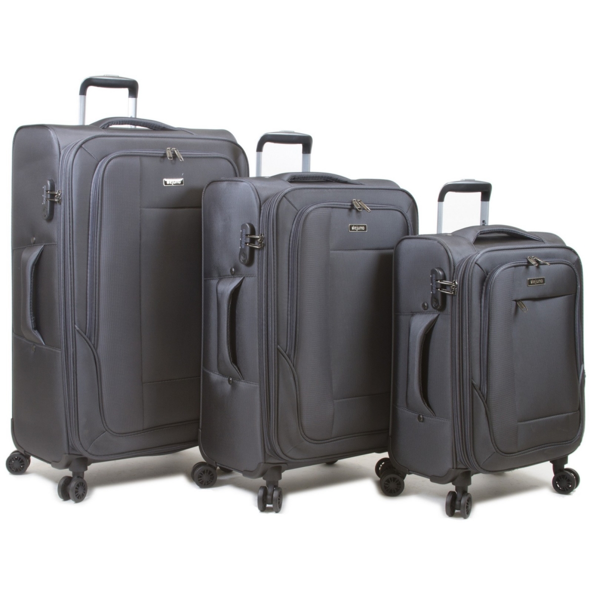 Picture of Dejuno 2002DJ-CHARCOAL Twilight Lightweight Nylon Spinner Luggage Set&#44; Charcoal - 3 Piece
