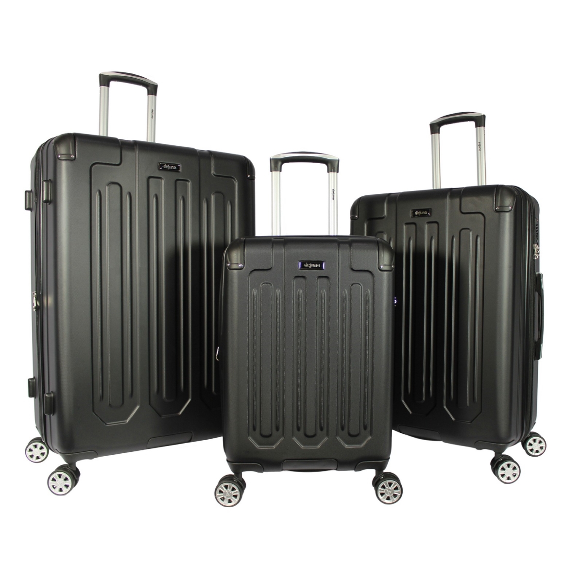 Picture of Dejuno 252015DJ-BLACK Tutin Hardside Spinner Luggage Set with TSA Lock&#44; Black - 3 Piece