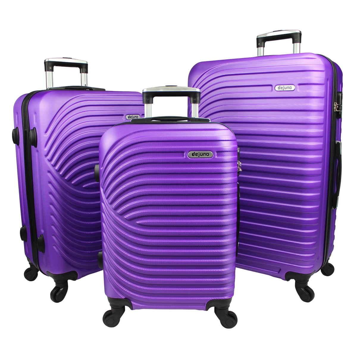 Picture of Dejuno 252007DJ-PURPLE Dejuno Craft Hardside 3-Piece Spinner Luggage Set - Purple