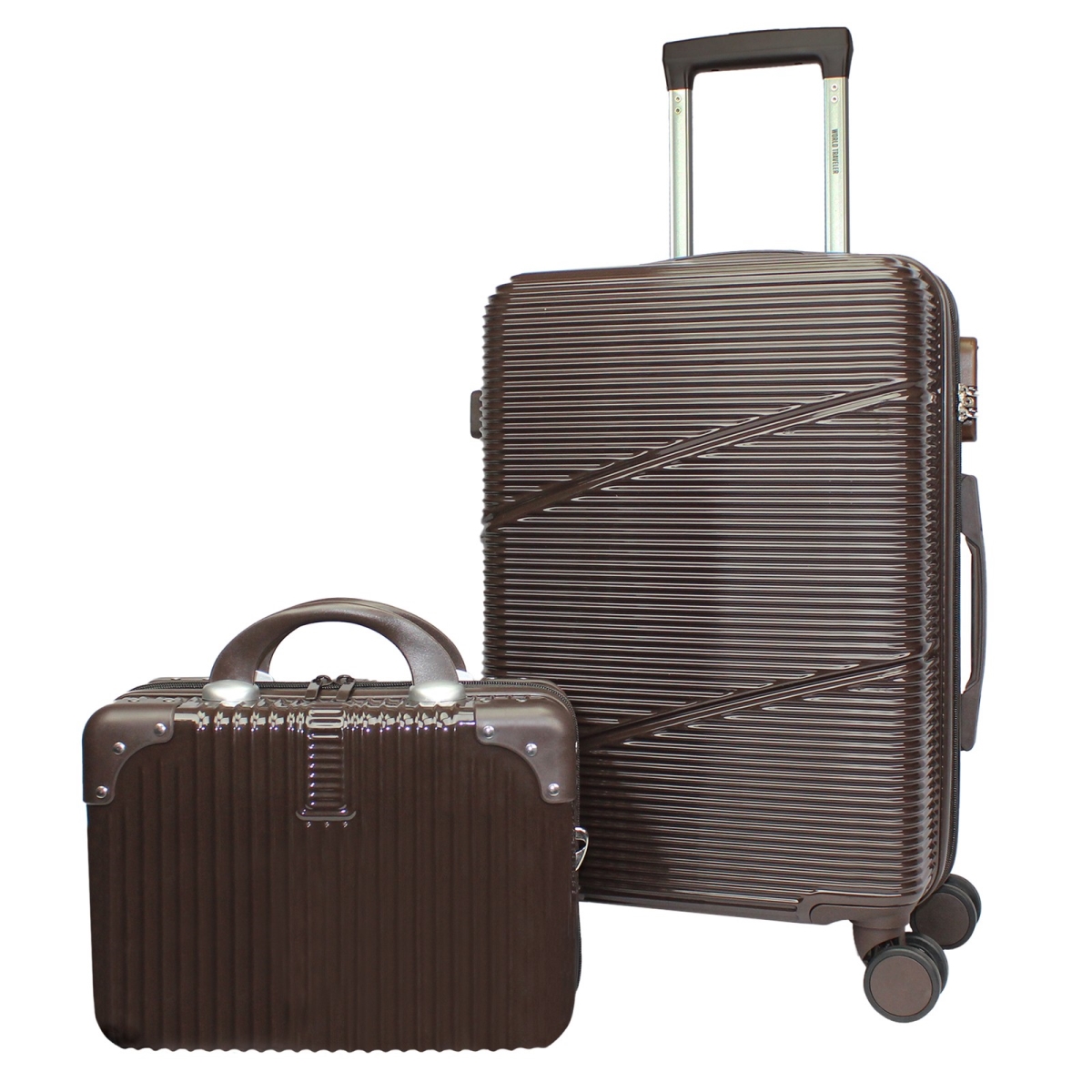 Highways 2-Piece Hardside Carry-On Spinner Luggage Set - Brown