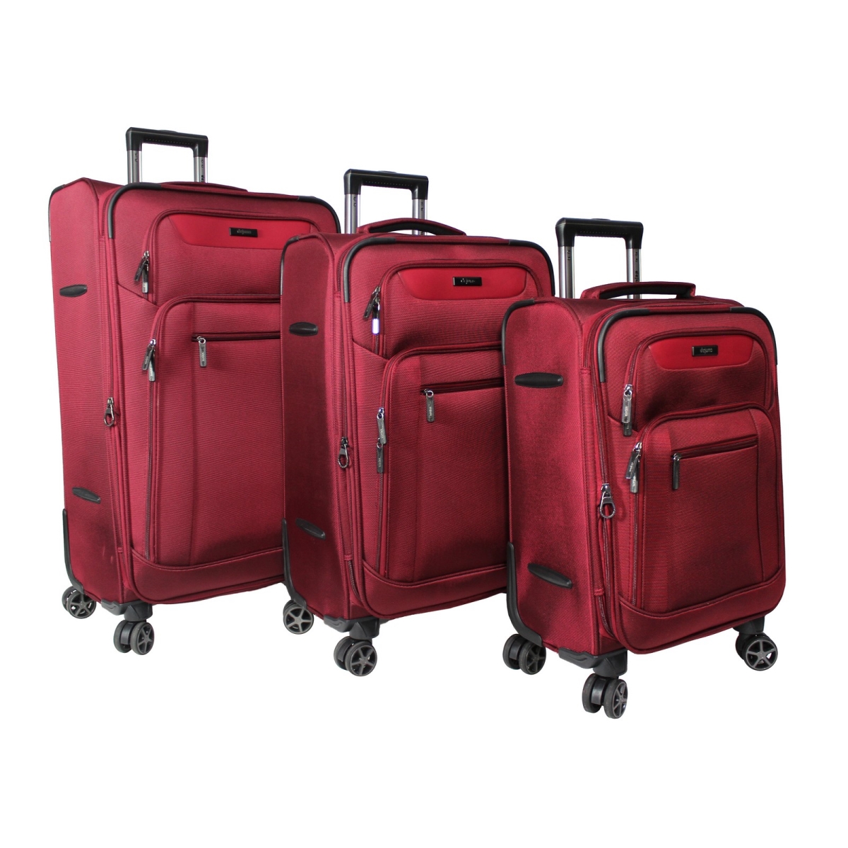 Picture of Dejuno 252006DJ-BURGUNDY Dejuno Executive 3-Piece Spinner Luggage Set With USB Port - Burgundy