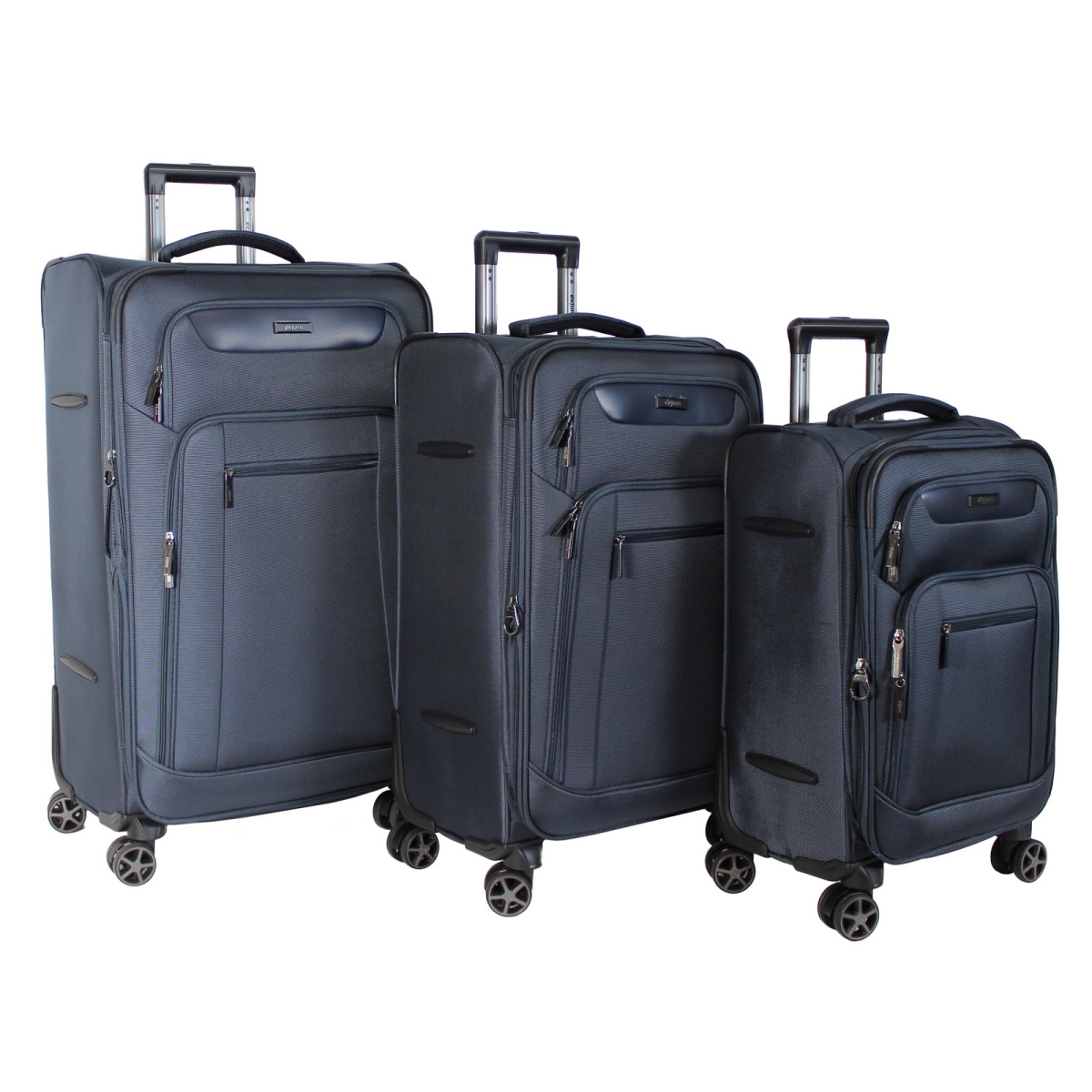 Picture of Dejuno 252006DJ-NAVY Dejuno Executive 3-Piece Spinner Luggage Set With USB Port - Navy