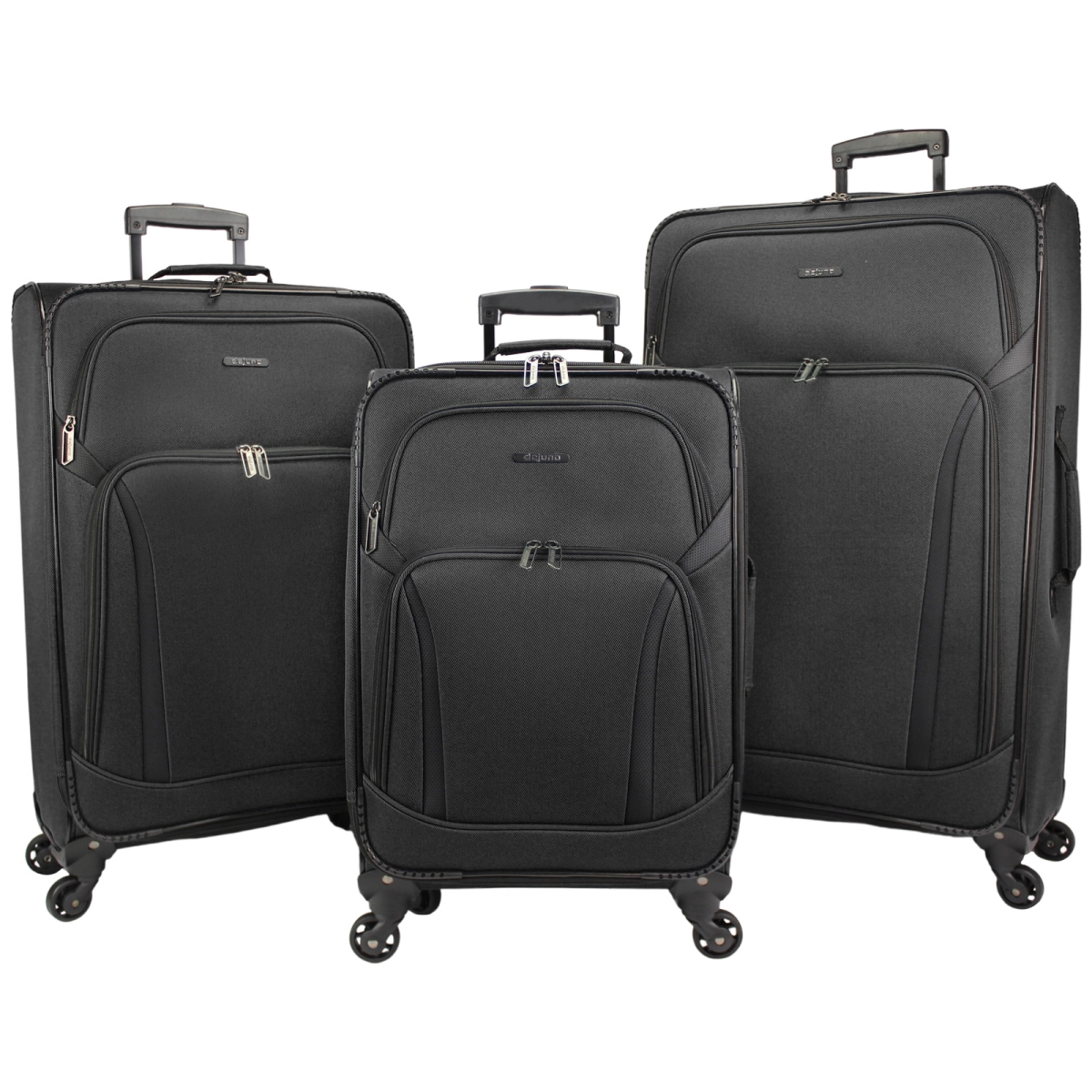 Picture of Dejuno 252102DJ-BLACK Dejuno Oslo 3-Piece Lightweight Expandable Spinner Luggage Set - Black