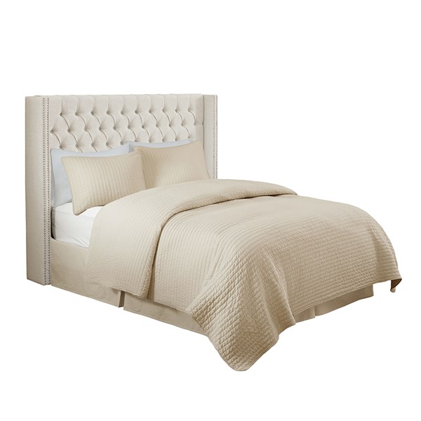 Amelia Upholstery Headboard - Offwhite - Queen - Elegant Wingback Design