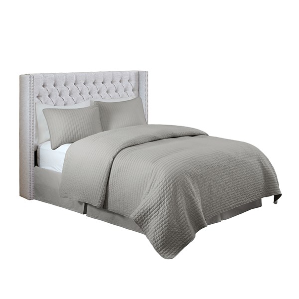 Amelia Upholstered Wingback Headboard with Button Tufting & Nailhead Trim