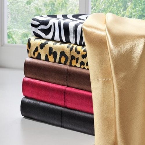 Madison Park  Satin Solid Sheet Set - Black - Queen - Soft Polyester Material