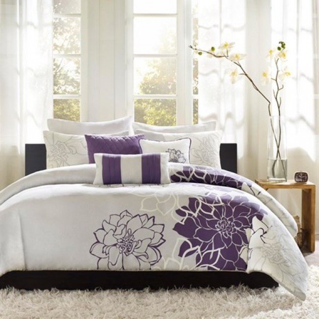 Lola Duvet Cover Set - Purple - Queen