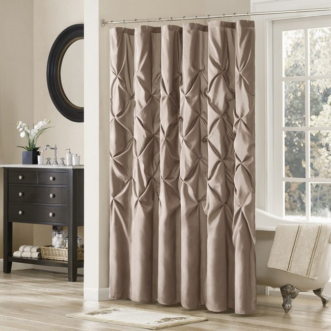 Faux Silk Shower Curtain - Taupe - 72 x 72 in.