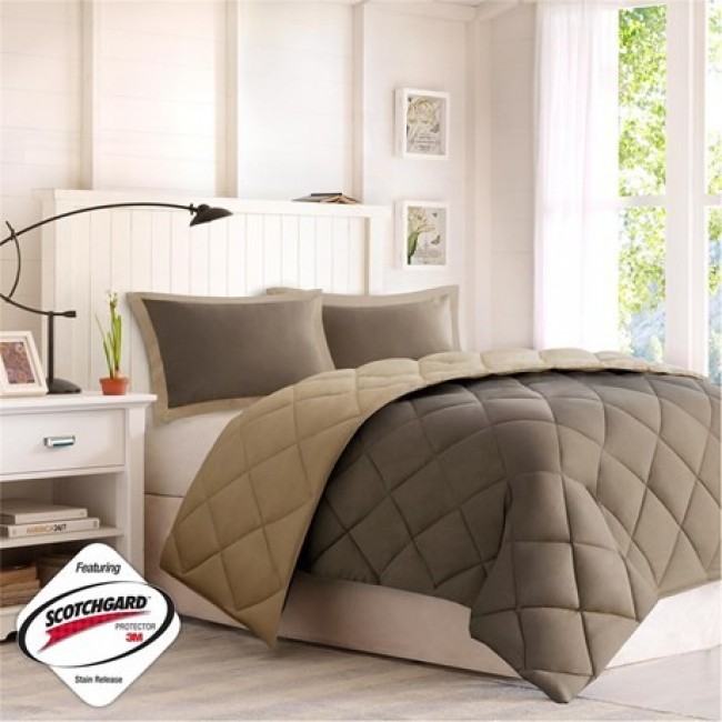 Microfiber Down Alternative Comforter Mini Set - Brown - Full & Queen