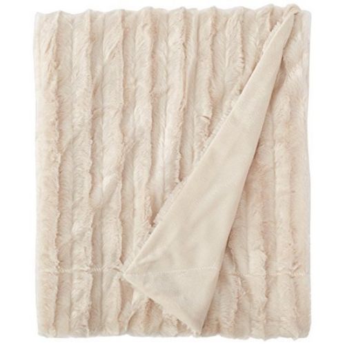 Duke Long Fur Knitted Throw Beige