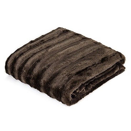 Duke Long Fur Knitted Throw Brown
