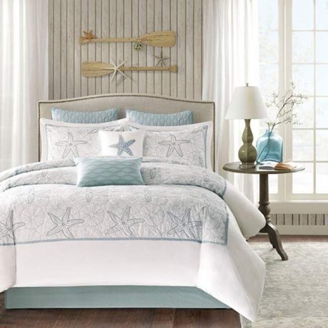 Maya Bay 4-Piece Comforter Set - White - Full - Coastal Theme