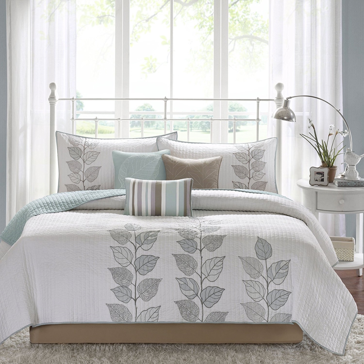 Caelie 6 Piece Quilted Coverlet Set - King, Blue