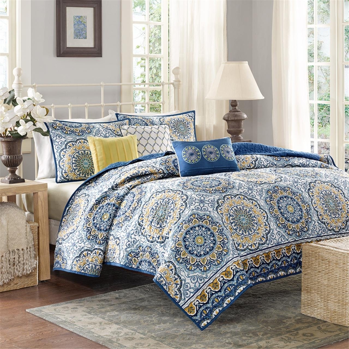 Tangiers 6 Piece Quilted Coverlet Set King - Blue King