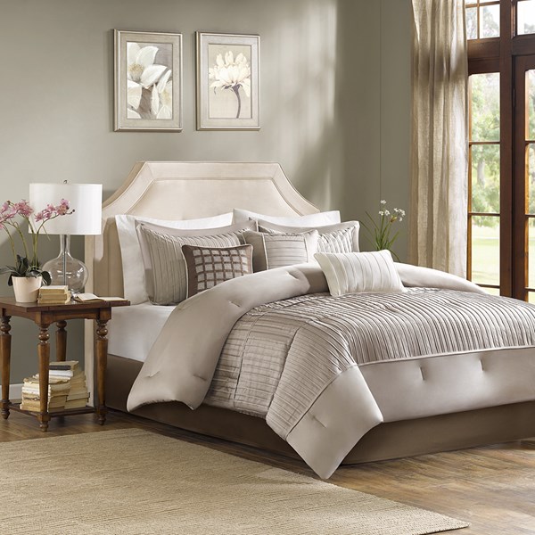 Trinity 7 Piece Comforter Set - Taupe - Cal King