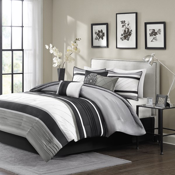 Blaire 7 Piece Comforter Set - Grey - Cal King