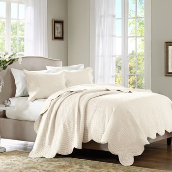Tuscany 3-Piece Coverlet Set - Ivory - King & Cal King - Decorative Stitch Pattern