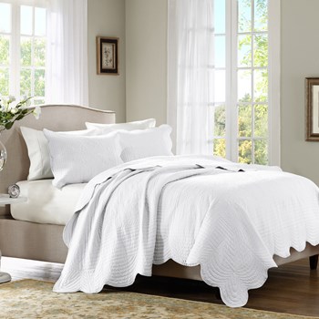 Tuscany 3 Piece Coverlet Set - White - King & Cal King