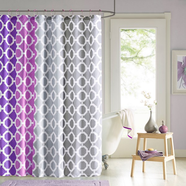Picture of 90 Degree by Design Lab DES70-006 Dani Printed Shower Curtain And Hook Set&#44; Purple - 72 x 72 in.