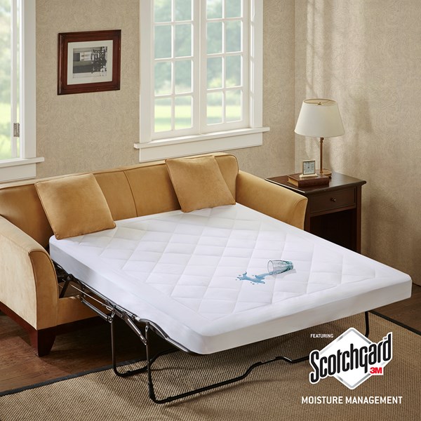 100 Percent Polyester Microfiber Harmony Sofa Mattress Pad, White - Full
