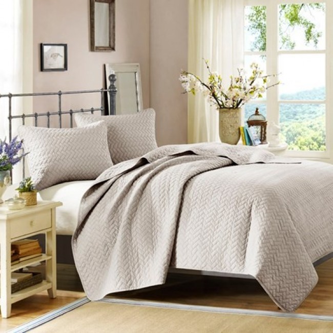 100 Percent Polyester Microfiber Coverlet Set - Queen