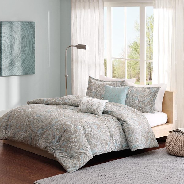Madison Park  Ronan Blue Cotton Comforter Set - Blue - Full/Queen