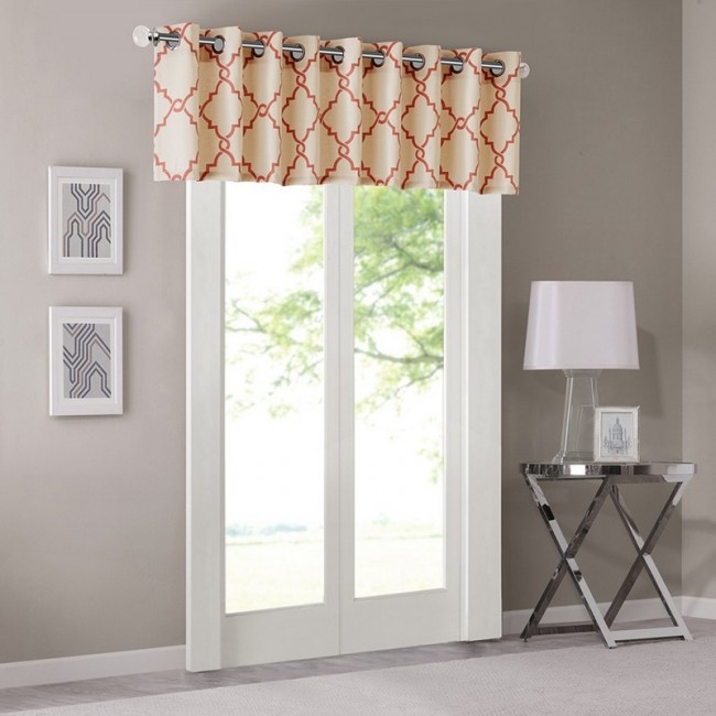 Picture of Madison Park MP41-2030 Fretwork Print Valance, Beige & Spice