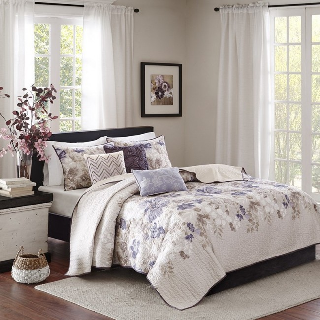 Luna 6 Piece Quilted Coverlet Set, Taupe - King & Cal King