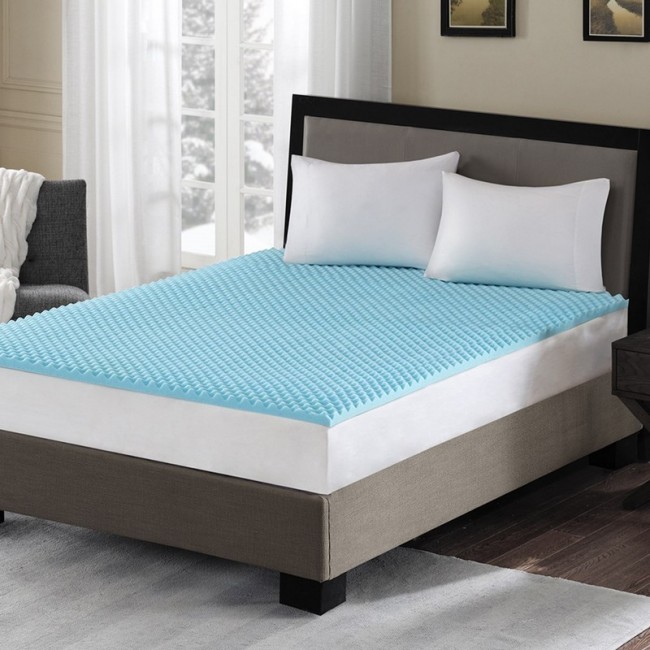1.5 in. Gel Memory Foam Topper, Blue