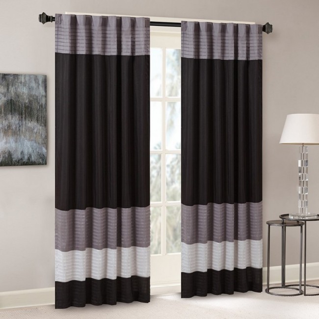 Amherst Polyoni Pintuck Window Curtain, Black