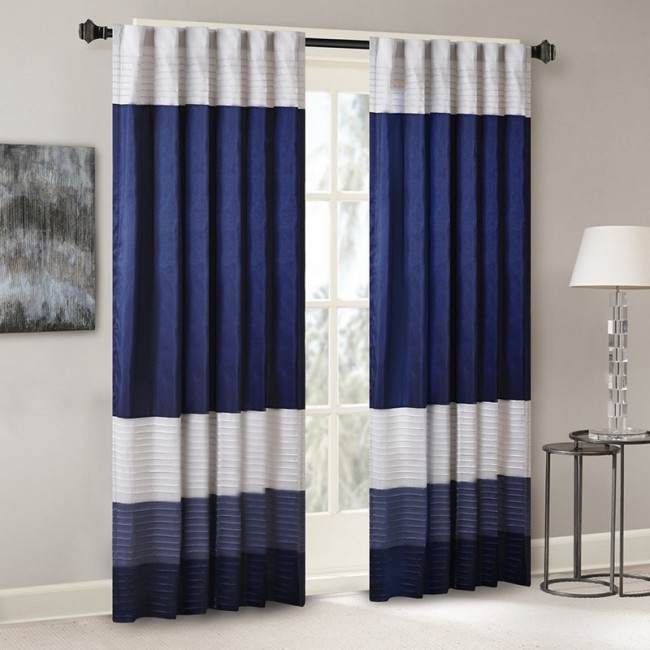 Amherst Polyoni Pintuck Window Curtain - Navy