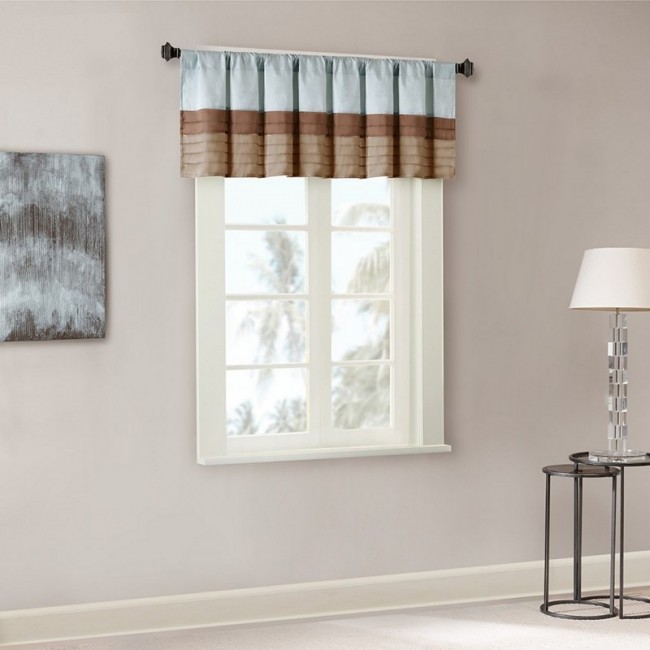 Tradewinds Polyoni Pintuck Window Valance, Blue