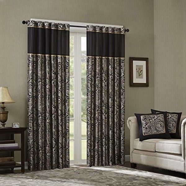 Picture of Madison Park MP40-2678 Polyester Jacquard Panel&#44; Pair&#44; Black