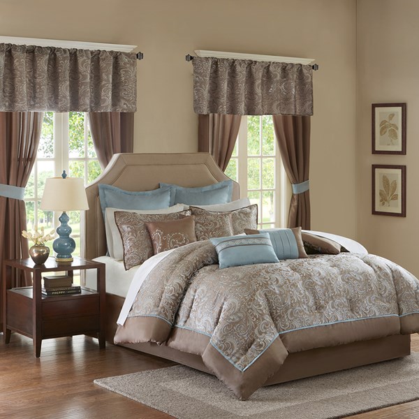 Madison Park  Brystol Comforter Set - Blue - Queen