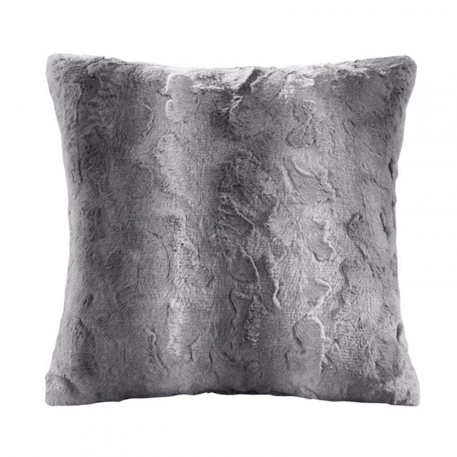 Zuri Faux Fur Square Pillow, Grey - 20 x 20 in.