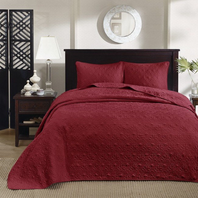 Quebec 3 Piece Bedspread Set Red - Queen Size