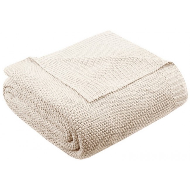INK Plus IVY  Bree Knit Blanket - Ivory, Full Queen