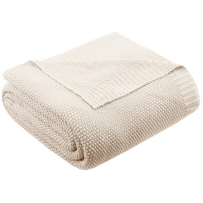 INK Plus IVY  Bree Knit Blanket - Ivory King